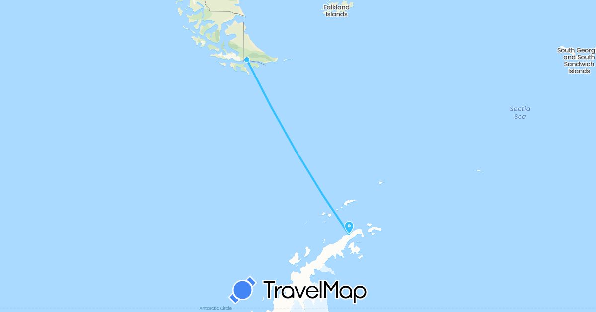TravelMap itinerary: driving, boat in Argentina (South America)